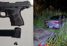 PM apreende pistola e recupera veículo roubado após confronto em Itabela