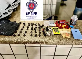 PM prende suspeito de envolvimento com o tráfico de drogas com cocaína, maconha e máquina de cartão de crédito
