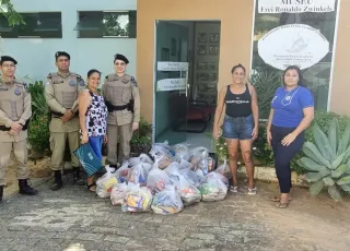 PMBA, através da 87ª e 44ª CIPMs, entrega alimentos da Campanha Força Solidária em Medeiros Neto