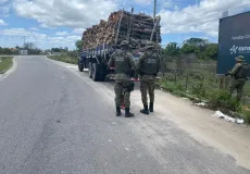 PMs da CIPPA/PS intensificam operação força total e apreendem caminhão de transporte de madeira ilegal em Porto Seguro