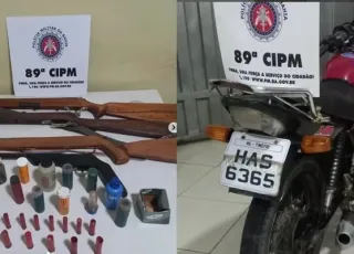 Polícia apreende armas e motocicleta roubada em operação na zona rural de Mucuri