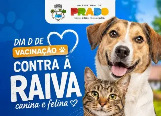 Prado promove Dia D de Vacinação Antirrábica para cães e gatos no dia 25 de julho