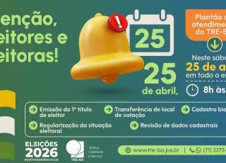Precisa regularizar o título de eleitor? O Cartório Eleitoral de Mucuri realiza plantão no próximo sábado, dia 25 de Abril