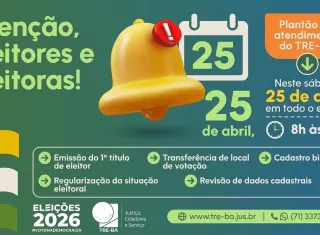 Precisa regularizar o título de eleitor? O Cartório Eleitoral de Mucuri realiza plantão no próximo sábado, dia 25 de Abril