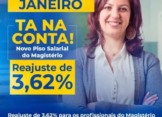 Prefeita Luciana Machado valoriza os profissionais da educação com pagamento do Piso Salarial do Magistério. Tá na conta.