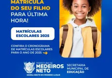 Prefeitura de Medeiros Neto abre período de rematrícula na rede pública municipal de ensino