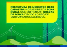 Prefeitura de Medeiros Neto cadastra moradores da zona rural que enfrentam quedas de força devido ao uso de equipamentos elétricos