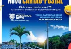 Prefeitura de Medeiros Neto convida para inauguração do  cartão-postal da cidade