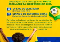 Prefeitura de Medeiros Neto convida população para os Jogos Escolares da Independência 2023