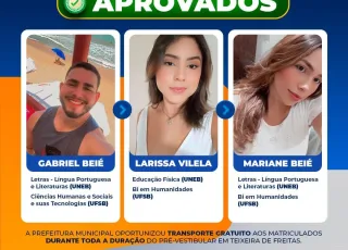 Prefeitura de Medeiros Neto parabeniza estudantes do Programa UPT aprovados em universidades públicas