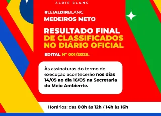 Prefeitura de Medeiros Neto publica resultados da Política Nacional de Apoio à Cultura 2025