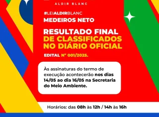 Prefeitura de Medeiros Neto publica resultados da Política Nacional de Apoio à Cultura 2025