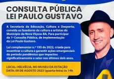 Prefeitura de Nova Viçosa abre Consulta Pública para Implementação da Lei Paulo Gustavo