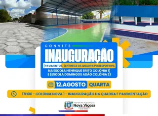 Prefeitura de Nova Viçosa inaugura quadra, entrega pavimentação e nova escola em Colônia Nova