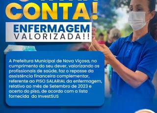 Prefeitura de Nova Viçosa realiza repasse do Piso Salarial da enfermagem