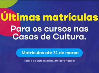 Prefeitura de Teixeira de Freitas abre última chamada para matrículas em cursos culturais gratuitos