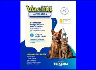 Prefeitura de Teixeira de Freitas realiza campanha de vacinação antirrábica para cães e gatos