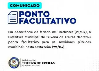 Prefeitura de Teixeira decreta ponto facultativo nas repartições públicas nesta sexta, 22