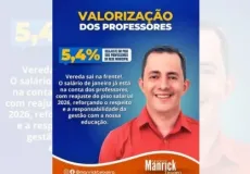 Prefeitura de Vereda garante reajuste de 5,4% e valoriza professores da rede municipal