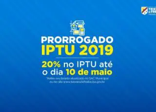 Prefeitura prorroga desconto de 20% no IPTU até o dia 10 de maio