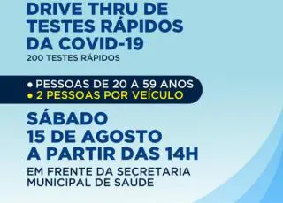 Prefeitura realizará drive thru de testes rápidos da Covid-19