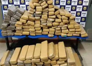 PRF apreende 142 quilos de drogas em ônibus na Bahia. Motorista e passageiro foram presos