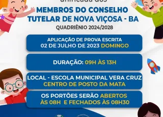 Prova para Conselho Tutelar de Nova Viçosa acontece dia 02 de julho