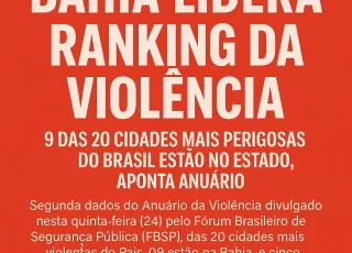  Ranking da violência: 9 das 20 cidades mais perigosas do Brasil estão na Bahia, aponta Anuário