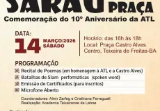 Sarau na Praça celebra 10 anos da Academia Teixeirense de Letras