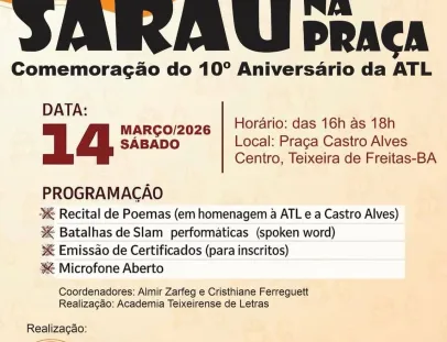 Sarau na Praça celebra 10 anos da Academia Teixeirense de Letras