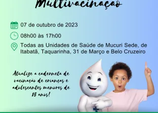 Saúde realiza “Dia D” de Multivacinação neste sábado (7) para crianças e adolescentes menores de 15 anos