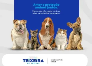 Seu pet seguro e saudável: Vacinação contra a raiva acontece neste dia 25, em Teixeira de Freitas