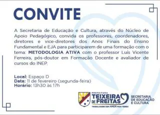 SMEC promove formação com o Prof. Luiz Vicente para professores da rede pública municipal