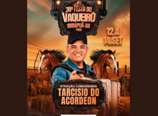 Tarcísio do Acordeon está confirmado na 38ª Festa do Vaqueiro de Ibirapuã!