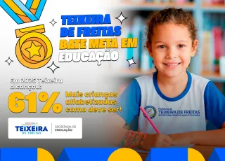 Teixeira de Freitas atinge meta da Alfabetização e alcança 61% de crianças alfabetizadas na idade certa