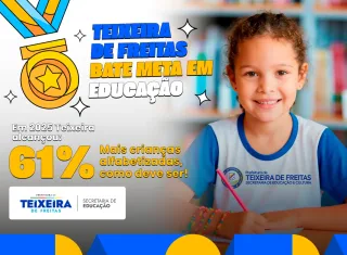 Teixeira de Freitas atinge meta da Alfabetização e alcança 61% de crianças alfabetizadas na idade certa