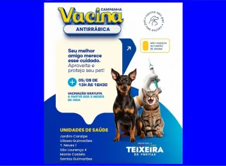 Teixeira de Freitas realiza Campanha de Vacinação Antirrábica nesta quinta-feira (05)