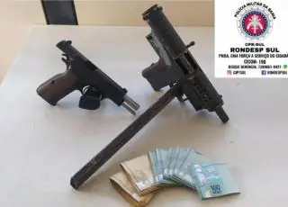 Traficante é preso com submetralhadora, pistola e R$ 8 mil