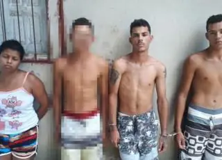 Três Homens e uma mulher foram presos com arma e drogas em Posto da Mata pela PM