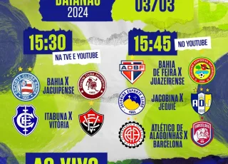 TVE transmite os 5 jogos da última rodada do Campeonato Baiano