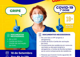 Vacinação contra Covid-19 e contra Gripe acontece neste sábado 18, no Mercadão de Teixeira de Freitas