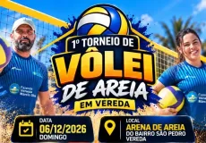 Vereda realiza 1º Torneio de Vôlei de Areia em dezembro; inscrições seguem até 27 de novembro